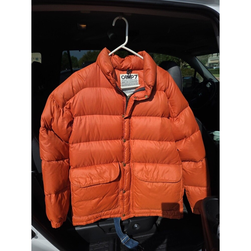 Camp 7 Orange Goose Down Winter Puffer Jacket Sz. Me Boulder,Co USA VINTAGE 80's